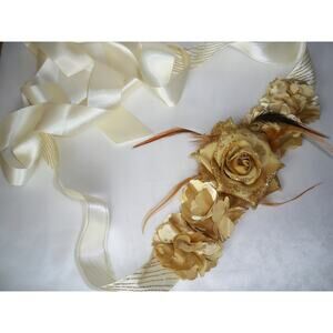 Gold wedding bridal sash belt,  prom party gold formal evening wear belt sash